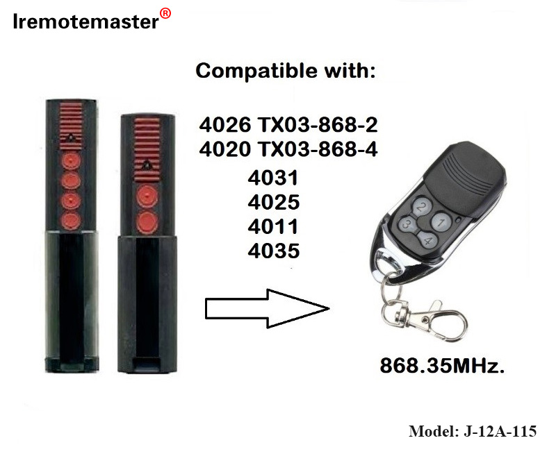 Ho an'ny 4020 4026 TX03-868-4 Remote Control 868mhz TX03-8-4 Rolling Code