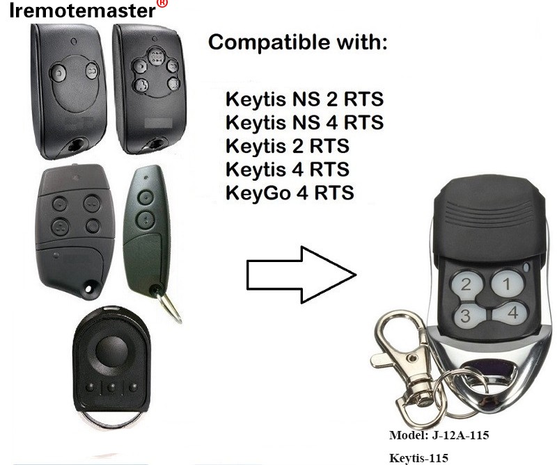 Ho an'ny Keytis NS 2 RTS Keytis NS 4 RTS Garage Door Remote Control 433.42MHz