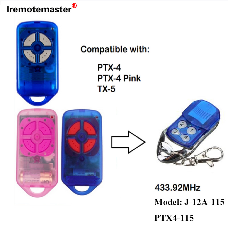 Ho an'ny PTX4 433.92 MHz Rolling Code Garage Door Remote Control