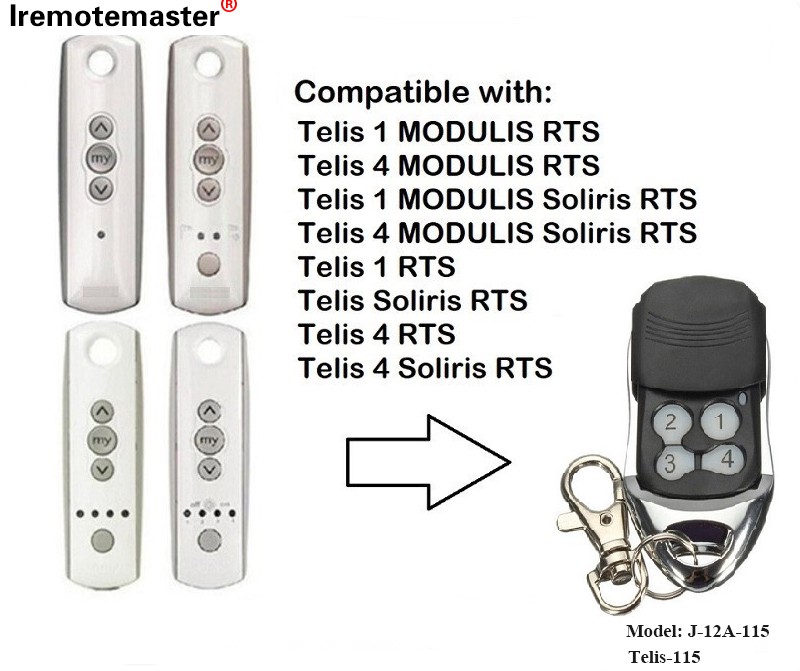 Ho an'ny Telis 1 RTS Telis Soliris RTS 4 RTS Garage Door Remote Control 433.42MHz